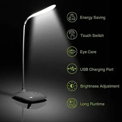 Battery Operated Table Lamp for Study Led Light, Light Touch Control Eye Caring, Study Lamp  (32 cm, White)