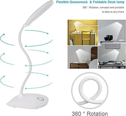 Battery Operated Table Lamp for Study Led Light, Light Touch Control Eye Caring, Study Lamp  (32 cm, White)